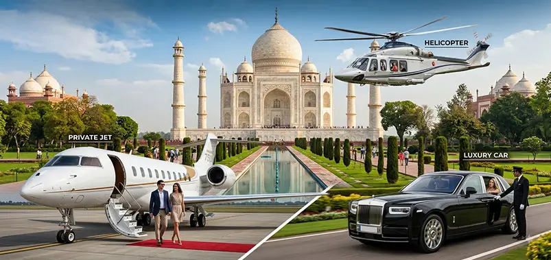 Private Jet vs Helicopter vs Luxury Car for the Taj Mahal | Luxury Travel Guide