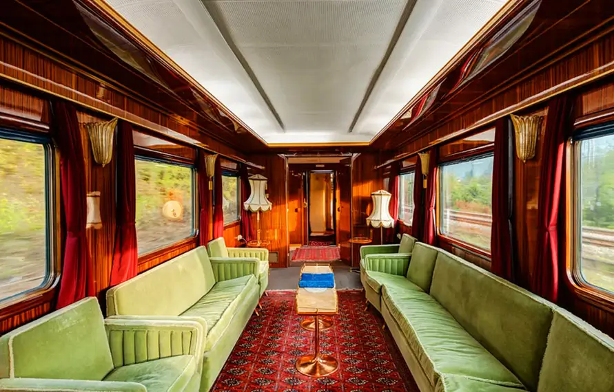 luxury train classic lounge interior